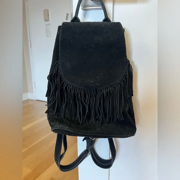 Brandy Melville Bags Brandy Mellville Black Suede Fringe